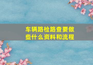 车辆路检路查要做些什么资料和流程