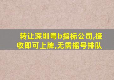 转让深圳粤b指标公司,接收即可上牌,无需摇号排队