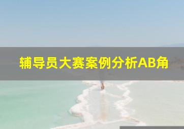 辅导员大赛案例分析AB角