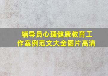 辅导员心理健康教育工作案例范文大全图片高清