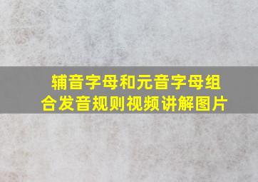 辅音字母和元音字母组合发音规则视频讲解图片