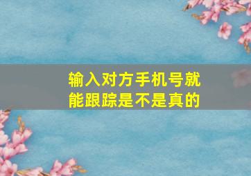 输入对方手机号就能跟踪是不是真的