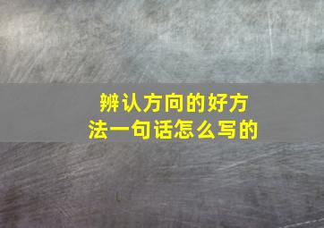 辨认方向的好方法一句话怎么写的