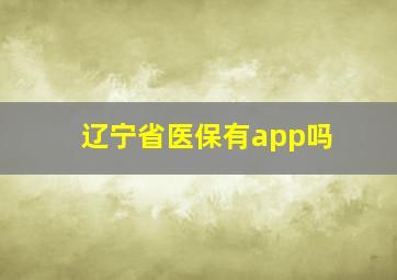 辽宁省医保有app吗