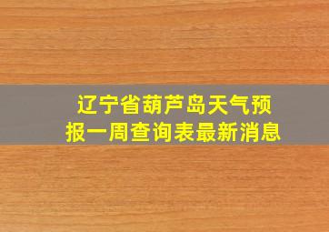 辽宁省葫芦岛天气预报一周查询表最新消息