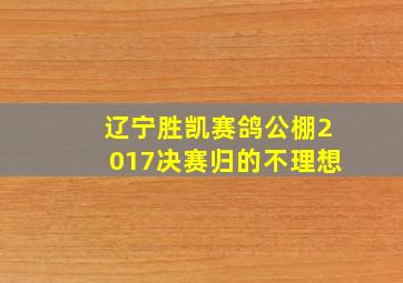 辽宁胜凯赛鸽公棚2017决赛归的不理想