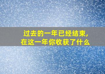 过去的一年已经结束,在这一年你收获了什么