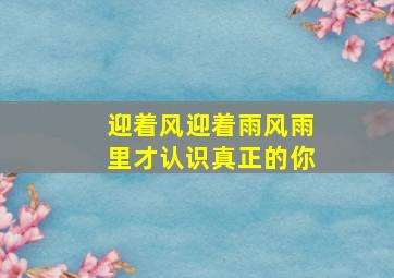 迎着风迎着雨风雨里才认识真正的你