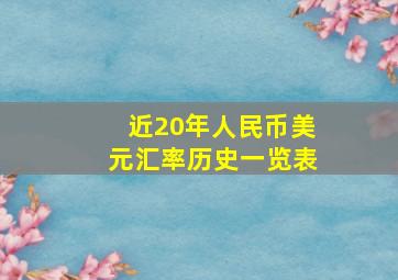 近20年人民币美元汇率历史一览表