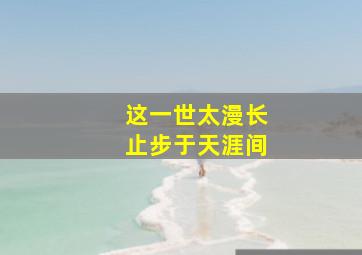 这一世太漫长止步于天涯间