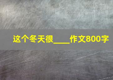 这个冬天很____作文800字