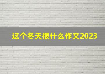 这个冬天很什么作文2023