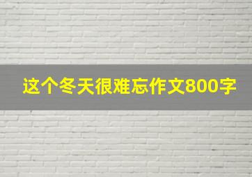 这个冬天很难忘作文800字