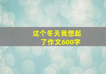 这个冬天我想起了作文600字