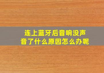 连上蓝牙后音响没声音了什么原因怎么办呢