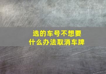 选的车号不想要什么办法取消车牌