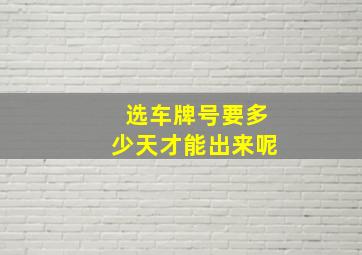 选车牌号要多少天才能出来呢