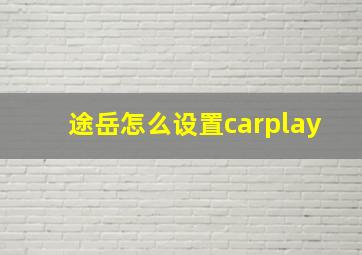 途岳怎么设置carplay