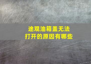 途观油箱盖无法打开的原因有哪些