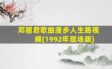 邓丽君歌曲漫步人生路视频(1992年现场版)