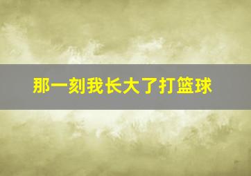 那一刻我长大了打篮球