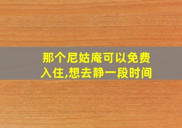 那个尼姑庵可以免费入住,想去静一段时间