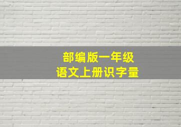 部编版一年级语文上册识字量