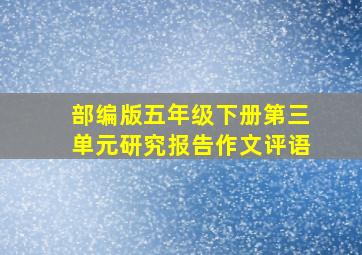 部编版五年级下册第三单元研究报告作文评语