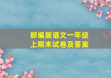 部编版语文一年级上期末试卷及答案