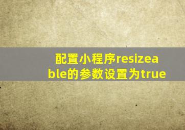 配置小程序resizeable的参数设置为true