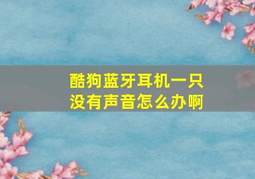 酷狗蓝牙耳机一只没有声音怎么办啊