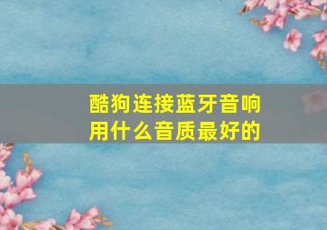 酷狗连接蓝牙音响用什么音质最好的