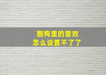 酷狗里的音效怎么设置不了了