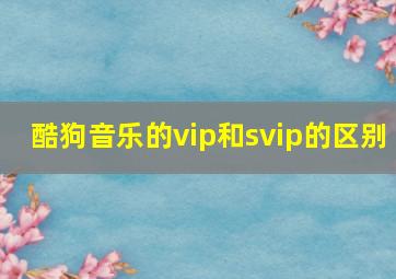 酷狗音乐的vip和svip的区别