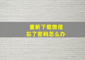 重新下载微信忘了密码怎么办