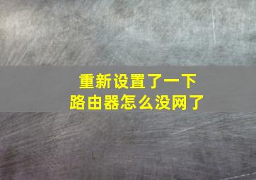 重新设置了一下路由器怎么没网了