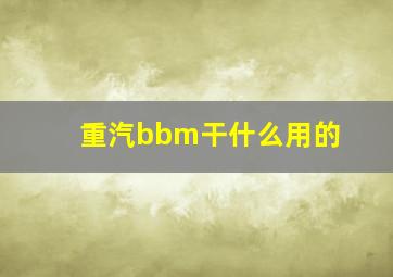 重汽bbm干什么用的