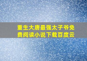 重生大唐最强太子爷免费阅读小说下载百度云