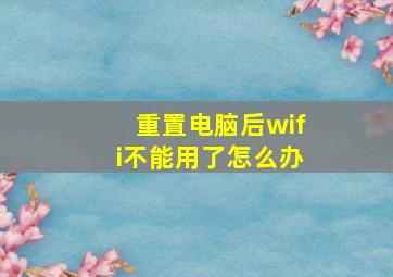 重置电脑后wifi不能用了怎么办