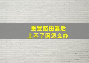 重置路由器后上不了网怎么办