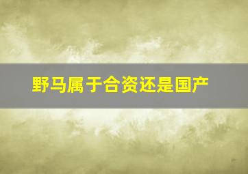 野马属于合资还是国产