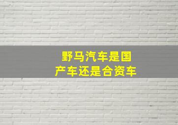 野马汽车是国产车还是合资车