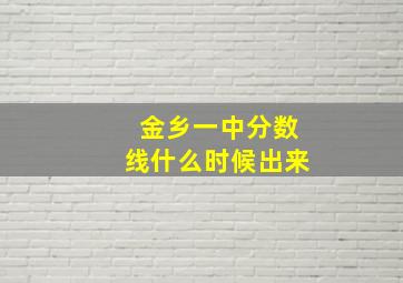 金乡一中分数线什么时候出来