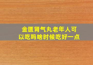 金匮肾气丸老年人可以吃吗啥时候吃好一点