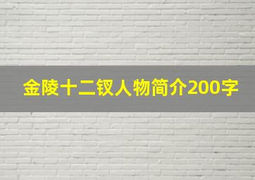 金陵十二钗人物简介200字