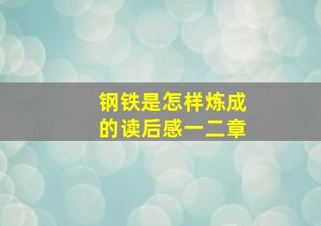 钢铁是怎样炼成的读后感一二章