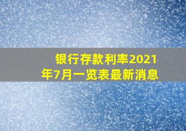 银行存款利率2021年7月一览表最新消息