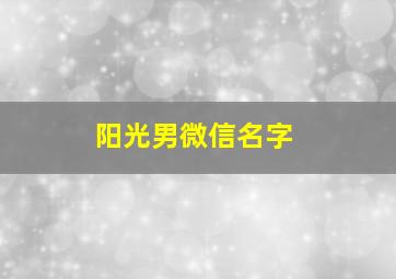 阳光男微信名字