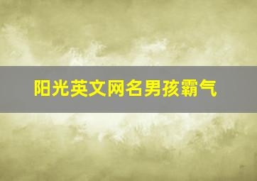 阳光英文网名男孩霸气