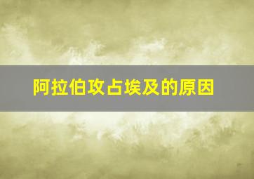 阿拉伯攻占埃及的原因